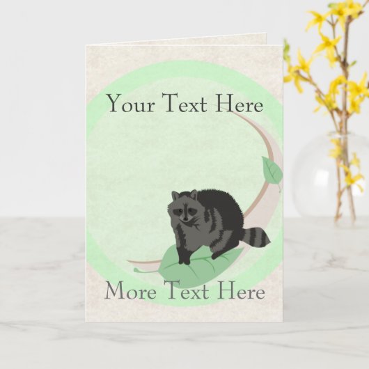 Raccoon Wenskaart Kaart (Gele Bloem)
