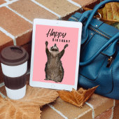 Raccoon Whimsy: Roze Happy Birthday Kaart