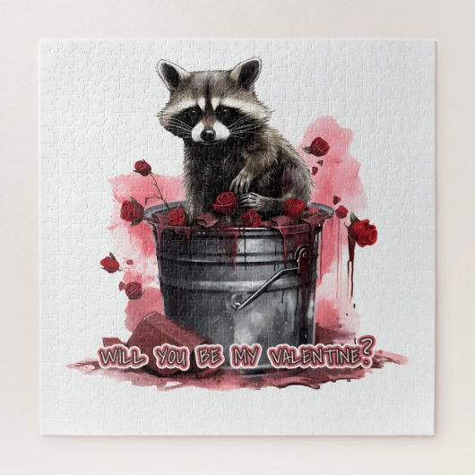 Raccoon Wil je mijn Valentijn zijn? Legpuzzel (Verticaal)