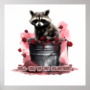 Raccoon Wil je mijn Valentijn zijn? Poster
