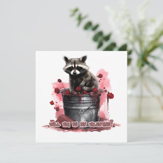 Raccoon Wil je mijn Valentijn zijn? Save The Date (Staand voorkant)