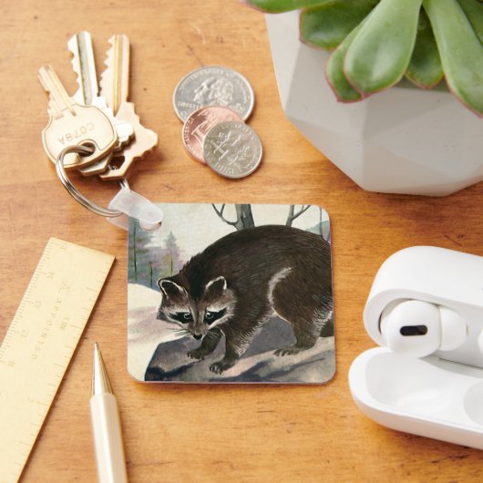Raccoon, wilddierenbos Sleutelhanger (Bureau)