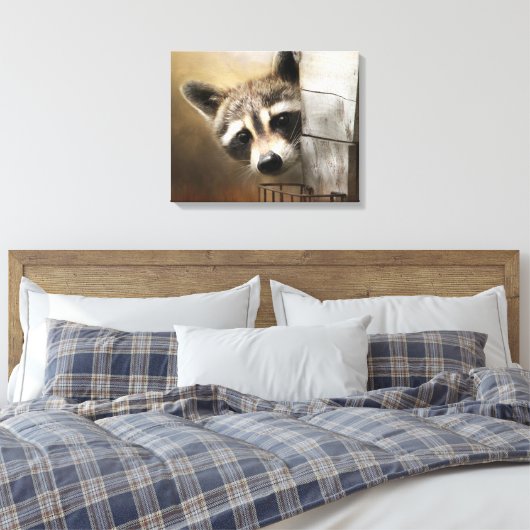 Raccoon Wildlife Canvas Afdruk (Insitu (Slaapkamer))