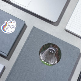 Raccoon Wildlife Foto Forest Conservation Ronde Sticker