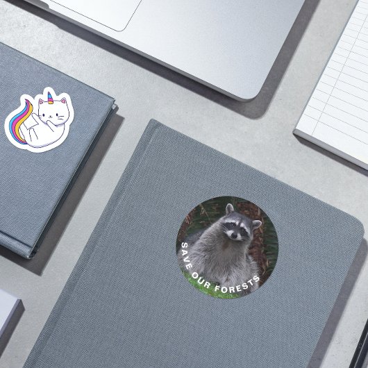 Raccoon Wildlife Foto Forest Conservation Ronde Sticker