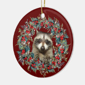 Raccoon Wildlife houdt van Kerstmis met rood Keramisch Ornament (Links)