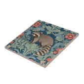 Raccoon William Morris stijl Links Facing Floral Tegeltje (Zijkant)