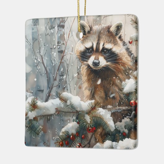 Raccoon Winter Scene - Wildlife Ornament (Links)