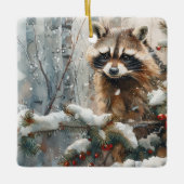 Raccoon Winter Scene - Wildlife Ornament (Voorkant)