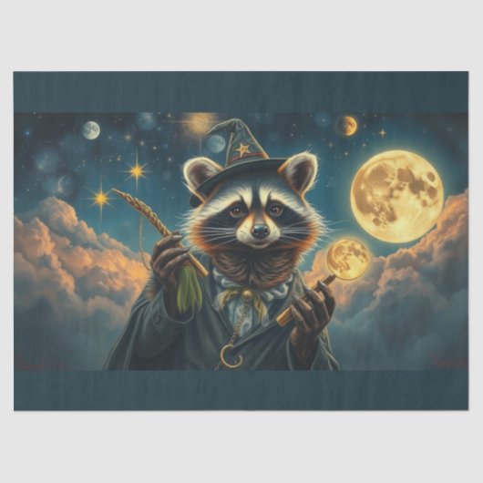 Raccoon Wizard maakt de maan Tissuepapier (Voorkant)