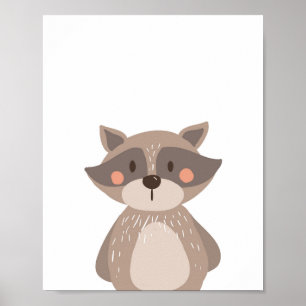 Raccoon Woodland Animal Nursery Wall Art Print