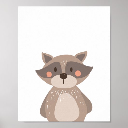 Raccoon Woodland Animal Nursery Wall Art Print (Voorkant)
