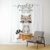 Raccoon Woodland Animals Baby Shower backdrop Wandkleed (In situ)