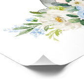 Raccoon, Woodland Animals, Boho, Blue Flowers Foto Afdruk (Hoek)