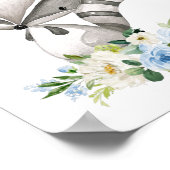 Raccoon, Woodland Animals, Boho, Blue Flowers Poster (Hoek)