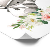 Raccoon, Woodland Animals, Boho, Roze Bloemen Poster (Hoek)