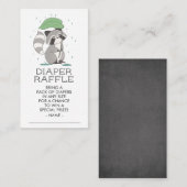 Raccoon Woodland Baby shower Diaper Raffle Ticket Informatiekaartje (Voorkant / Achterkant)