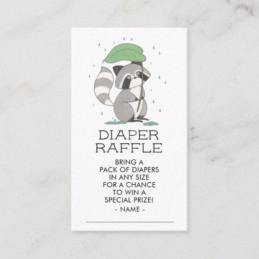 Raccoon Woodland Baby shower Diaper Raffle Ticket Informatiekaartje (Voorkant)