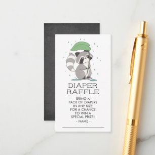 Raccoon Woodland Baby shower Diaper Raffle Ticket Informatiekaartje