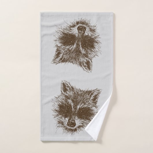 Raccoon Woodland Creature Animal Drawing Bad Handdoek (Handdoek)