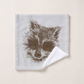 Raccoon Woodland Creature Animal Drawing Bad Handdoek (Wasdoekje)