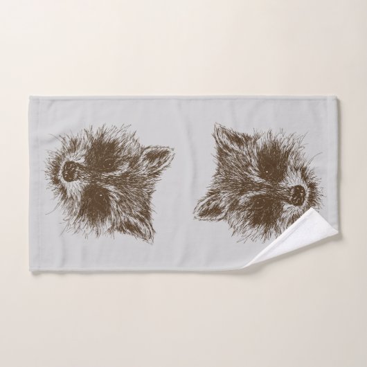Raccoon Woodland Creature Animal Drawing Bad Handdoek (Handdoek)