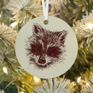 Raccoon Woodland Creature Drawing Personalized Metalen Ornament