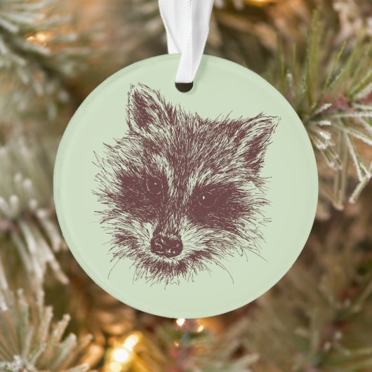 Raccoon Woodland Creature Drawing Personalized Ornament (Boom)