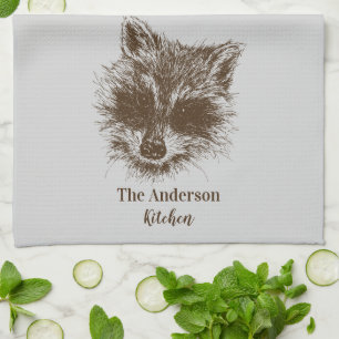 Raccoon Woodland Creature Drawing Personalized Theedoek