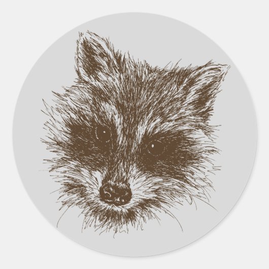 Raccoon Woodland Creature Drawing Ronde Sticker (Voorkant)