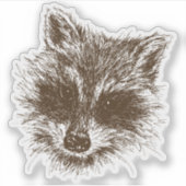 Raccoon Woodland Creature Drawing Sticker (Voorkant)