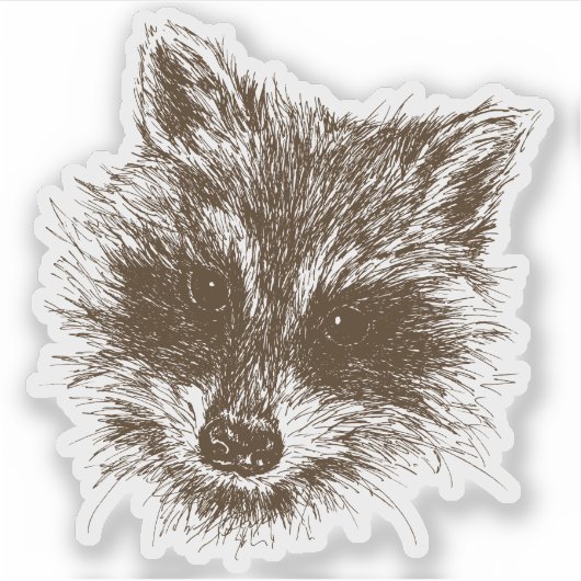 Raccoon Woodland Creature Drawing Sticker (Voorkant)
