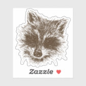 Raccoon Woodland Creature Drawing Sticker (Vel)