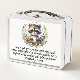 Raccoon Woodland Kinder Christelijke Gebed op Wit 