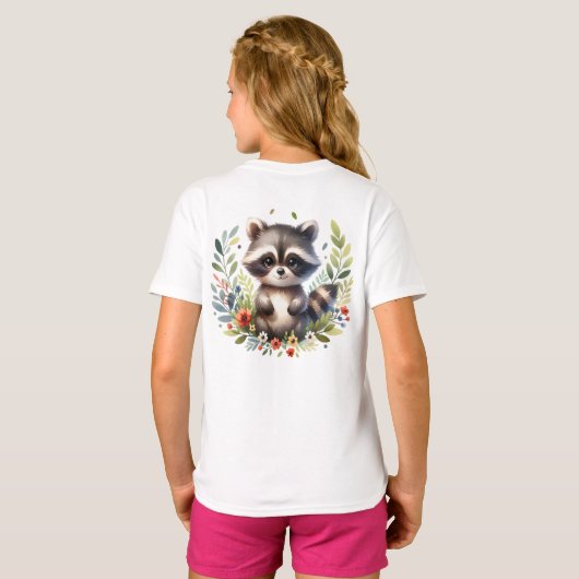 Raccoon Woodland Kinder Christelijke Gebed | T-shirt (Achterkant volledig)