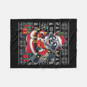 Raccoon Xmas Sweater Style Ugly Santa Raccoon Chri Fleece Deken (Voorkant (Horizontaal))