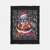Raccoon Xmas Sweater Style Ugly Santa Raccoon Chri Fleece Deken (Voorkant)