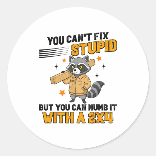 Raccoon You Can't Fix Stud But You Can Numb It Wit Ronde Sticker (Voorkant)