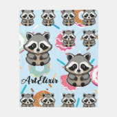 Raccoon Zittende Sweet Achtergrond Print Fleece Deken (Voorkant)