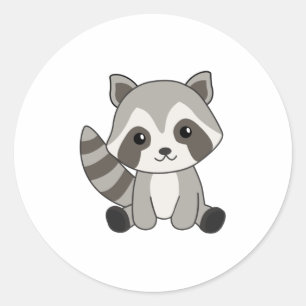 Raccoon zoete dieren voor kinderen Funny Raccoons Ronde Sticker