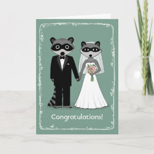 Raccoons Bride en Groom Wedding Gefeliciteerd Kaart