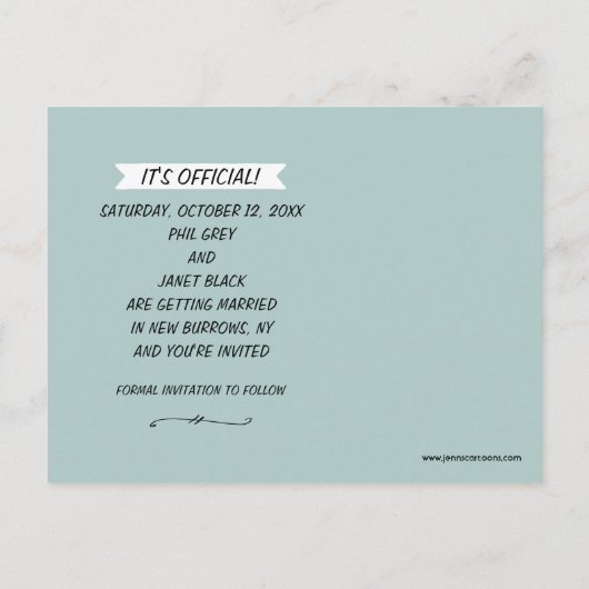 Raccoons Bruiloft Bewaar de Datum Aankondigingskaart (Achterkant)