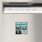 Raccoons Bruiloft Bewaar de Datum Magneet (Insitu (Vaatwasser))