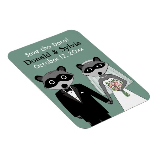 Raccoons Bruiloft Bewaar de Datum Magneet (Rechterzijde)