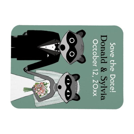 Raccoons Bruiloft Bewaar de Datum Magneet (Horizontaal)