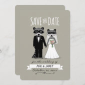 Raccoons Bruiloft Bewaar de Datum Save The Date (Voorkant / Achterkant)