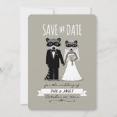 Raccoons Bruiloft Bewaar de Datum Save The Date (Voorkant)
