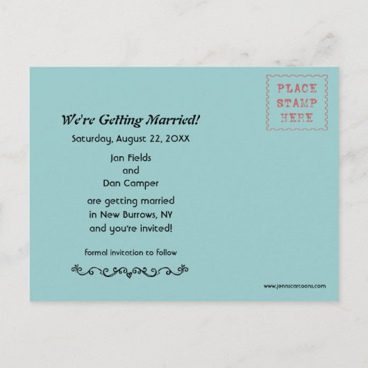 Raccoons Bruiloft Bewaar de Datum (Warm Grijs) Aankondigingskaart (Achterkant)