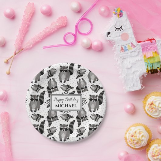 Raccoons Custom Birthday Party Papieren Bordje (Feest)