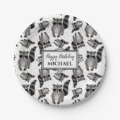 Raccoons Custom Birthday Party Papieren Bordje (Voorkant)